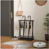 HOMCOM Schirmständer Regenschirmständer Stahl mit 24 Haken, 21 Löchern (Rechteckiger Schirmhalter, 1 St., Regenschirmständer Stahl), für Gehstöcke & Regenschirme 50 x 24 x 68 cm Schwarz