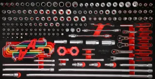 KS Tools 1-4'' + 3-8'' Steckschlüssel-Satz in Schaumstoffeinlage, 183-tlg - 813.0183