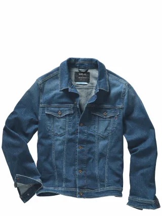 Replay Herren Collab-Denim-Jacket Blau 99 % Baumwolle, 1 % Elasthan