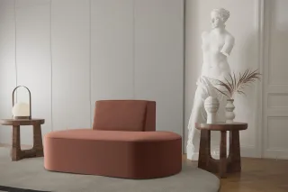 Sessel Designersessel MILOT in Stoff Opera Velvet Rotbraun