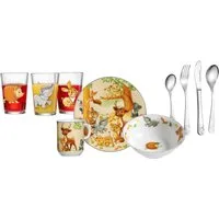 Ritzenhoff & Breker Kindergeschirr-Set Waldtiere (10-tlg), 1 Personen, Edelstahl, Glas, Porzellan, mit Besteck und Trinkgläsern