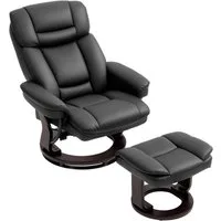 MODFU Relaxsessel Sessel mit Hocker Fernsehsessel 360° drehbar (mit Liegefunktion, Taschenfederkern, gepolsterter TV-Sessel, 2-St., Relaxsessel inkl. Hocker), Kunstleder Schwarz 86 x 83 x 107 cm Wohnzimmer Sessel