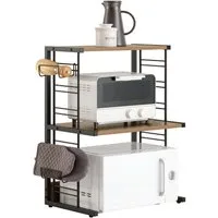 SoBuy Küchenregal KCR08, Gewürzhalter für Mikrowelle Bäckerregal, Stahlrahmen, Mikrowellenhalter Regal mit 3 Ablagen und 2 Flaschenhalter Gewürzregal