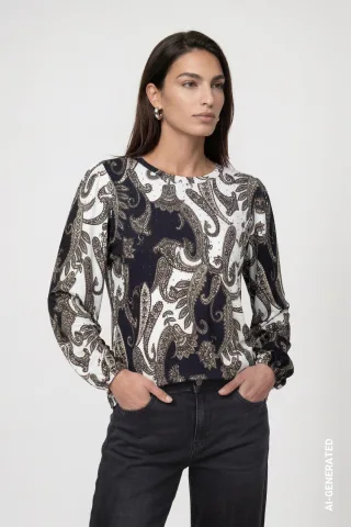 monari - Sweatshirt mit Paisleymuster schwarz gemustert - Gr. - 42