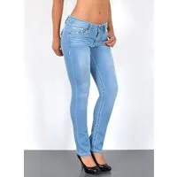 ESRA Straight-Jeans Straight Jeans Damen Jeans Hose weiße Naht Kontrastnaht bis Übergröße High Waist Jeans Damen Hose Stretch mit dicker Naht bis Plus Size