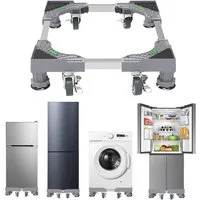 PFCTART Waschmaschinenuntergestell Waschmaschine Untergestell mit Rollen – 300 kg, verstellbar, Zubehör für Waschmaschine, Kühlschrank & Trockner – Inkl. einstellbarer Füße, Geräte Sockel mit Bremsrollen & Vibrationsschutz, Mobile Waschmaschine