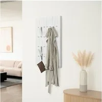 HOME DELUXE Garderobe Garderobenpaneel QUEST 55 x 4 x 105 cm, Aus Kautschukbaum, Hakenpaneel, Wandgarderobe, Kleiderhaken
