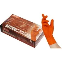 Nitras Einweghandschuhe 8335 Einmalhandschuhe Nitril Touch Grip orange Box à 50 Stück Gr S-XXL ölbeständig/starker Grip