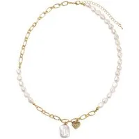 Firetti Kette mit Anhänger Schmuck Geschenk Halsschmuck Halskette Herz, Made in Germany - mit Süßwasserzuchtperle