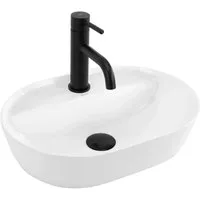 wohnwerk.idee Aufsatzwaschbecken Waschbecken Waschtisch Weiß mit Hahnloch Klein Günstig Gäste WC