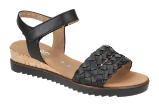 Gabor 82.759.27 Damen Sandalette Schwarz Kork Wedge Keilabsatz 2,5cm
