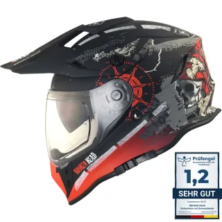 Broken Head Endurohelm Mit Sonnenblende Road Pirate VX2 Rot
