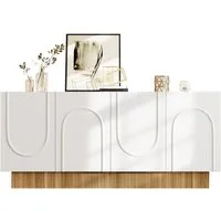 Merax Sideboard mit U-Relief-Design & dekorativer Holzstruktur (1 St., 160×75×38 cm), Kommode mit 4 Türen und großen Innenfächern, Anrichte, Buffetschrank