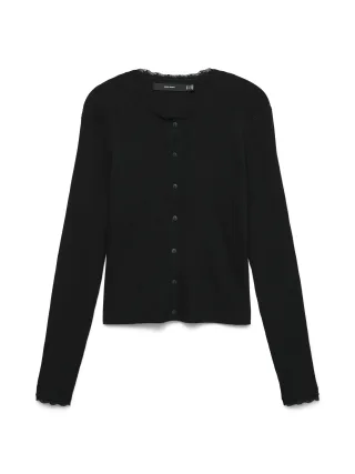 VERO MODA - VMWONDER LACE LS O-NECK CARDIGAN NOOS Black - Gr. - M