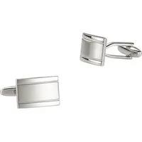 RAIKOU Manschettenknöpfe Gestreifte Edelstahl mit 925 Silber-Einlage (glänzend) (Set), 925er Silber-Einlage