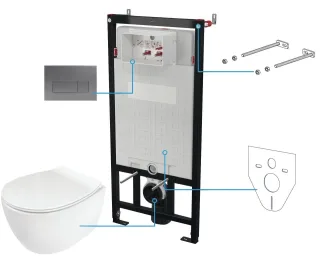 Neuesbad Serie 600 Wand-WC Set inkluisve Sitz + Spülkasten inklusive Betätigungsplatte Titanium NB1CDLT6ZPW1
