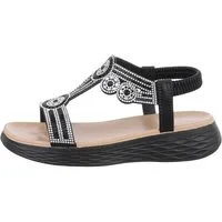 Ital-Design Damen Freizeit Keilsandalette Keilabsatz/Wedge Keilsandaletten in Schwarz