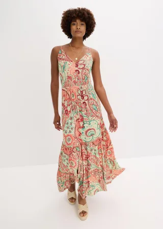 bonprix Jersey-Trägerkleid aus softem Viskose-Mix, orange, Gr.40/42 (M), bedrucktes Jersey-Trägerkleid aus softem Viskose-Mix mit Spaghetti-Trägern, aus Viskose
