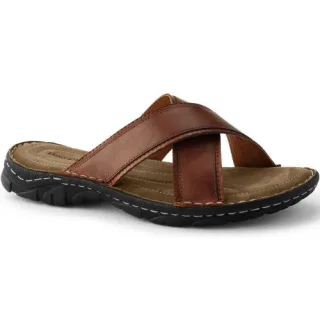 Leder-Sandalen mit gekreuzten Riemen, Herren,  Braun, Leder, by Lands' End