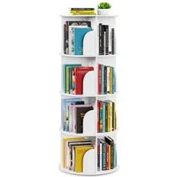 SpaceAid Bücherregal 360-Grad drehbares Bücherregal, 1-tlg., Standregal mit 4 Ebenen, weiß