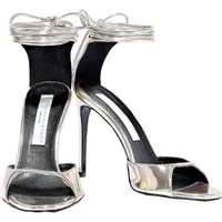 Stella McCartney Vegan High-Heel Sandaletten mit Schnürung – Luxus Schuhe Damen High-Heel-Pumps Schnürung am Knöchel und futuristischem Spiegel-Look