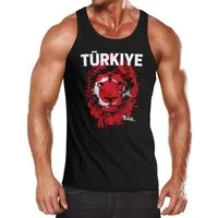 MoonWorks Tanktop Herren Tanktop Fanshirt Türkei Türkiye Turkey EM WM Fußball Löwe mit Print