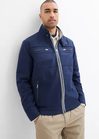 bonprix Übergangsjacke in Blousonform mit Stehkragen, blau, Gr.58, Sportive Übergangsjacke in Blousonform mit Stehkragen, 65% Baumwolle