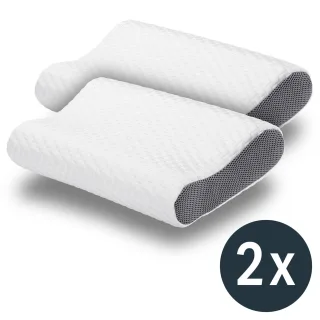2 x Sleezzz Premium Viskoelastik Nackenstützkissen 50 x 32 x 11 cm mit hautsympathischem Doppeltuch-Bezug