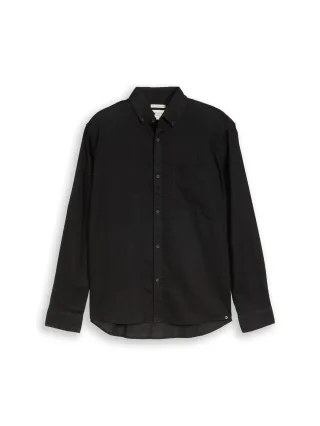 Denim Tom Tailor - Relaxed Fit Hemd mit Leinenanteil black - Gr. - S