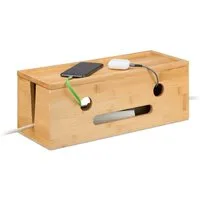 relaxdays Kabelbox aus Bambus
