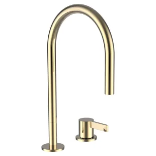 LAUFEN 2-Loch-Waschtischmischer Kartell LAUFEN Schwenkauslauf Ausladung 166 mm ohne Ablaufventil PVD H3113320012201