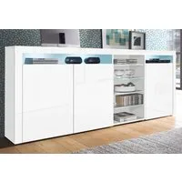 borchardt Möbel Highboard Santa Fé, Sideboard mit eleganten Glasböden, Breite 200 cm, Push-to-open-Funktion, 3 Türen, 3 höhenverstellbare Böden