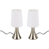 Spetebo Tischleuchte LED Touchlampe 2er Set in weiß - 30 x 12 cm, 3 Helligkeitsstufen, E14, wählbar, Tischlampe in weiß mit 3 Helligkeiststufen