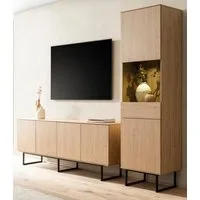 Furn.Design Wohnwand Breda, (Wohnkombination in Stone Eiche, Set 2-teilig, 270 x 200 cm), mit Push-To-Open-Funktion