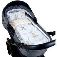 Kinderdecke BABYLUX Babydecke MINKY 2Set Kuscheldecke Decke 75 x 60cm Kinderwagen, BabyLux, MP139 - Ecru + Tiere auf der Schaukel