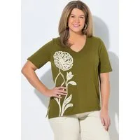 Ulla Popken Longshirt Longshirt Stickerei Rundhals Halbarm Biobaumwolle