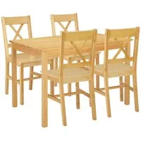 OTTO home Essgruppe Willow, (Set, 5-tlg., Esstisch mit 4 Stühlen), Esstisch mit 4 Stühlen, aus massivem Kiefernholz