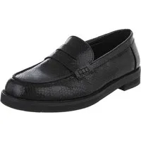Ital-Design Eleganter Damenschuh mit einzigartiger Oberflächenstruktur Slipper (91261620) Blockabsatz Mokassins in Schwarz