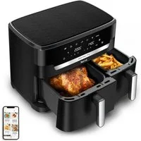 Tefal Heißluftfritteuse Dual Easy Fry XXL, 2 Schubladen mit gesamt 11L Kapazität, 7 Programme, MyTefal App, 2700 W, Heissluftfritteuse Doppelkammer, energie- & zeitsparend, EY9428