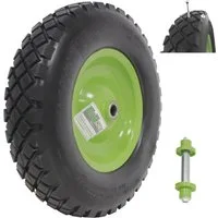 TRUTZHOLM Schubkarren-Rad grün/Schwarz Vollgummi 4.80/4.00-8 + Achse Ersatzrad Reifen PU (1 St)