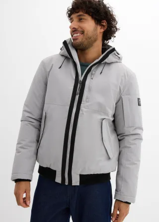 bonprix Winterblouson in Regular Fit, grau, Gr.60/62 (XXL), Lässiger Blouson mit Taschen, warm gefüttert und mit Kapuze in Regular Fit