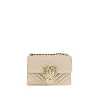 PINKO Beige Kalbsleder Bos Taurus Schultertasche