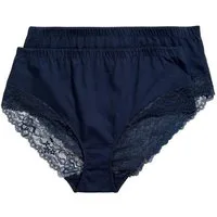 Ulla Popken Slip Midislips 2er-Pack seitlicher Spitzeneinsatz
