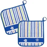 Kracht Topflappen Blümchen, (Set, 2-tlg., 2-teilig), 2er Set Topflappen, Baumwoll Frottier, ca. 22x22 cm