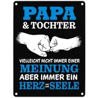 speecheese Metallschild Papa & Tochter ein Herz und eine Seele Metallschild in 15x20 cm mit