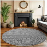 SIMPEX24 Designteppich Einfarbig Boucle Loop, Rund, Höhe: 7 mm, Teppich Wohnzimmer, Schlafzimmer, Gästezimmer