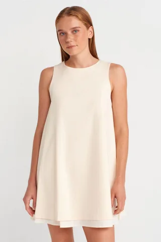 Baumwoll-Popeline Ärmelloses Mini Shift-Kleid
