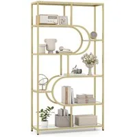COSTWAY Bücherregal, 5-stöckiges Standregal geometrisch Metallrahmen 30x95x175cm
