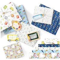 PAPIERDRACHEN Geschenkpapier Geschenkpapier zur Einschulung - verschiedene Motive, doppelseitig bedruckt und Anhänger mit Baumwollschnur