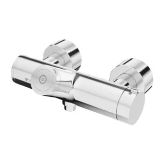 Schell Vitus Brause-Thermostat 016190699 Duschanschluss unten, thermische Desinfektion, verchromt, CVD, Batteriebetrieb